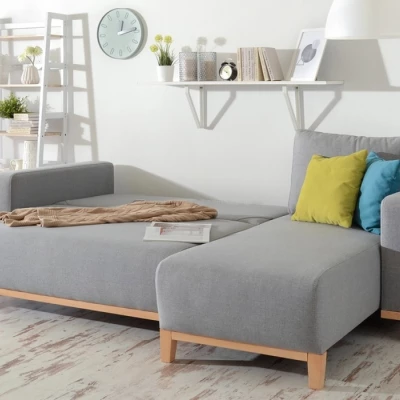 Ecksofa DALENA – Dunkelgrau/Eiche