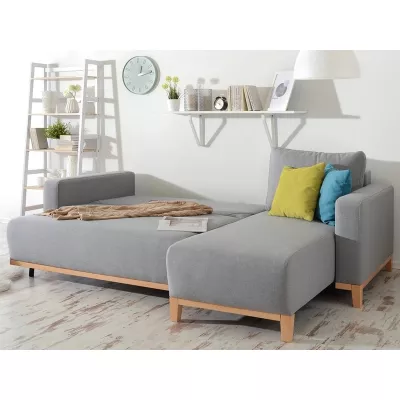 Ecksofa DALENA – Dunkelgrau/Eiche