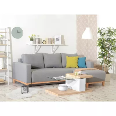 Ecksofa DALENA – Dunkelgrau/Eiche