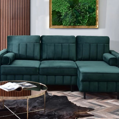 Ecksofa KARELY - grün / schwarz