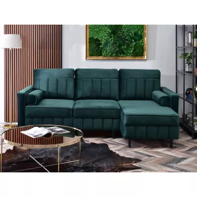 Ecksofa KARELY - grün / schwarz