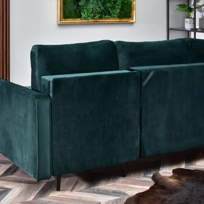 Ecksofa KARELY - grün / schwarz