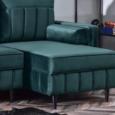 Ecksofa KARELY - grün / schwarz