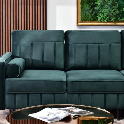 Ecksofa KARELY - grün / schwarz