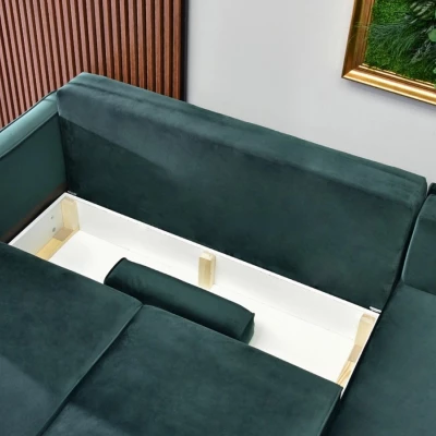 Ecksofa KARELY - grün / schwarz