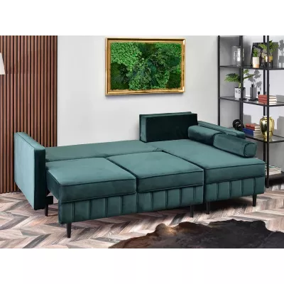 Ecksofa KARELY - grün / schwarz