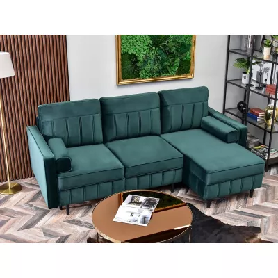 Ecksofa KARELY - grün / schwarz