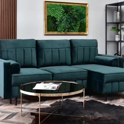 Ecksofa KARELY - grün / schwarz