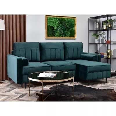Ecksofa KARELY - grün / schwarz