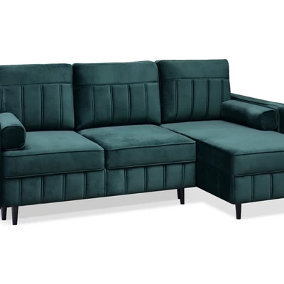 Ecksofa KARELY - grün / schwarz