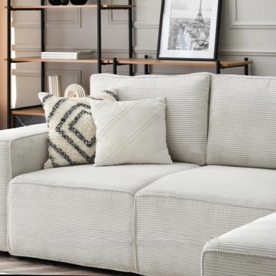 ODELIN Sofagarnitur mit Stauraum – Creme/Schwarz