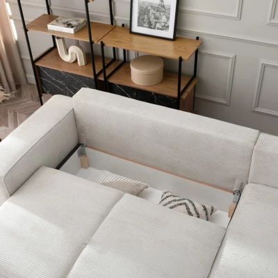 ODELIN Sofagarnitur mit Stauraum – Creme/Schwarz