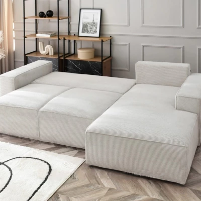 ODELIN Sofagarnitur mit Stauraum – Creme/Schwarz