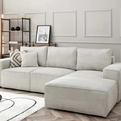 ODELIN Sofagarnitur mit Stauraum – Creme/Schwarz