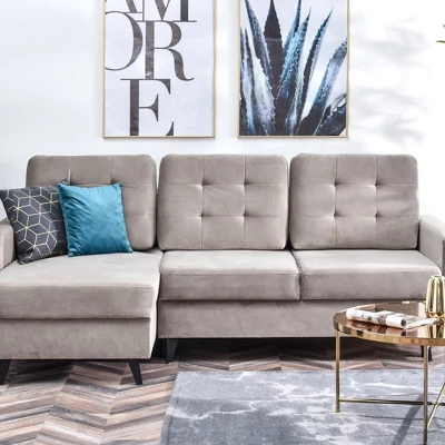 IRSA Ecksofa mit Stauraum – Beige/Schwarz