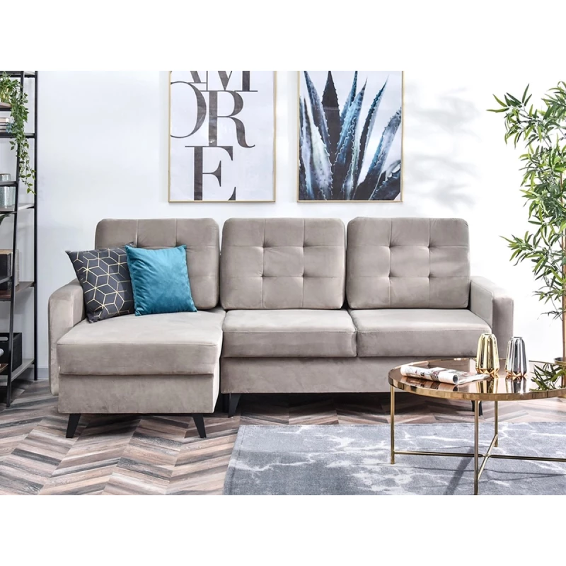 IRSA Ecksofa mit Stauraum – Beige/Schwarz