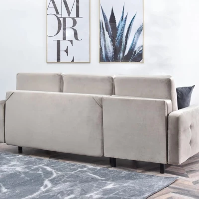 IRSA Ecksofa mit Stauraum – Beige/Schwarz