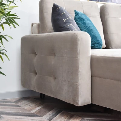 IRSA Ecksofa mit Stauraum – Beige/Schwarz