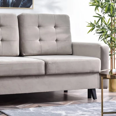 IRSA Ecksofa mit Stauraum – Beige/Schwarz