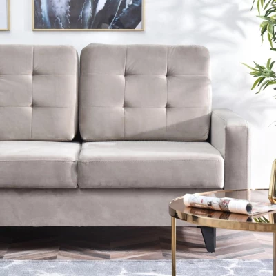 IRSA Ecksofa mit Stauraum – Beige/Schwarz
