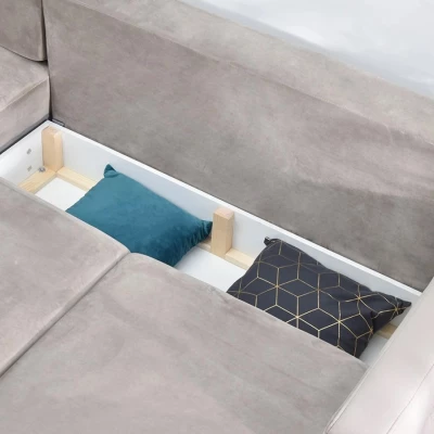 IRSA Ecksofa mit Stauraum – Beige/Schwarz