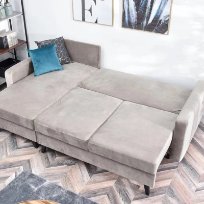 IRSA Ecksofa mit Stauraum – Beige/Schwarz