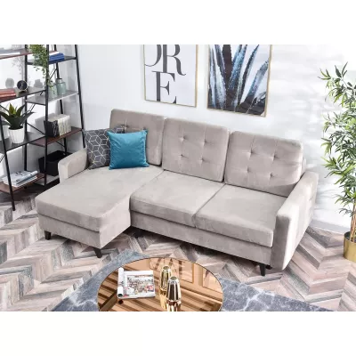 IRSA Ecksofa mit Stauraum – Beige/Schwarz
