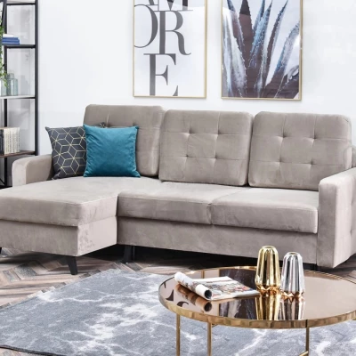 IRSA Ecksofa mit Stauraum – Beige/Schwarz