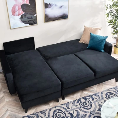 IRSA Ecksofa mit Stauraum – schwarz