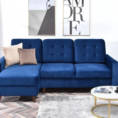 IRSA Ecksofa mit Stauraum – Dunkelblau/Schwarz