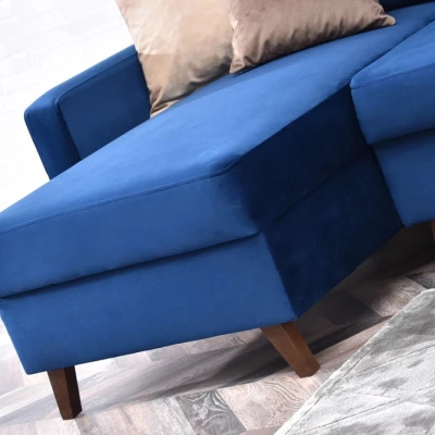 IRSA Ecksofa mit Stauraum – Dunkelblau/Schwarz