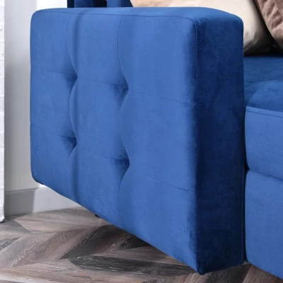 IRSA Ecksofa mit Stauraum – Dunkelblau/Schwarz