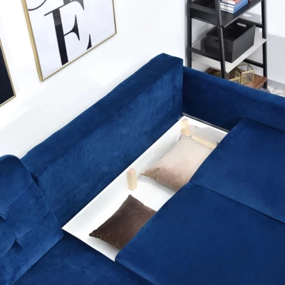 IRSA Ecksofa mit Stauraum – Dunkelblau/Schwarz