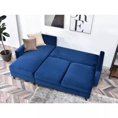 IRSA Ecksofa mit Stauraum – Dunkelblau/Schwarz