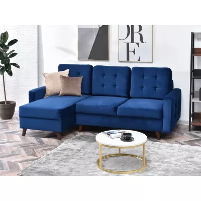 IRSA Ecksofa mit Stauraum – Dunkelblau/Schwarz