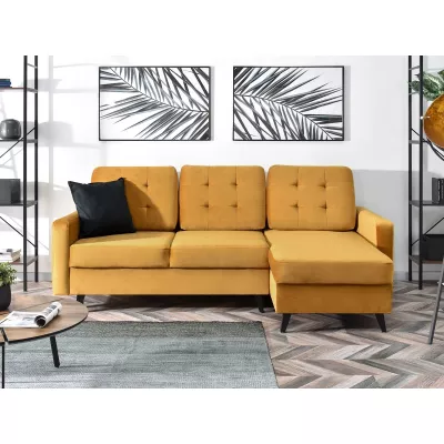 IRSA Ecksofa mit Stauraum – Honig/Schwarz