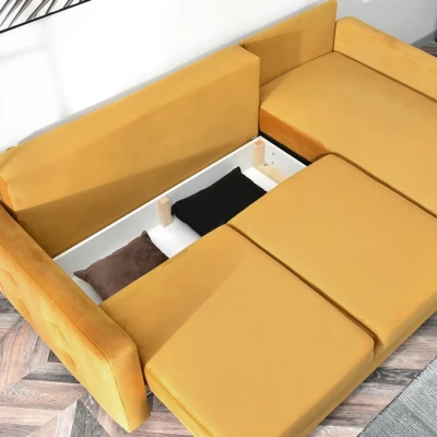 IRSA Ecksofa mit Stauraum – Honig/Schwarz