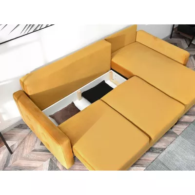 IRSA Ecksofa mit Stauraum – Honig/Schwarz