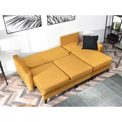 IRSA Ecksofa mit Stauraum – Honig/Schwarz