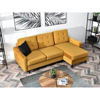 IRSA Ecksofa mit Stauraum – Honig/Schwarz