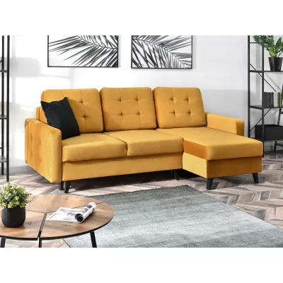 IRSA Ecksofa mit Stauraum – Honig/Schwarz