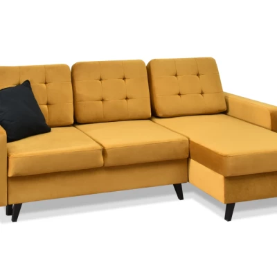 IRSA Ecksofa mit Stauraum – Honig/Schwarz