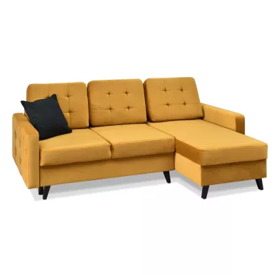 IRSA Ecksofa mit Stauraum – Honig/Schwarz