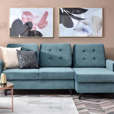 IRSA Ecksofa mit Stauraum – blau/schwarz