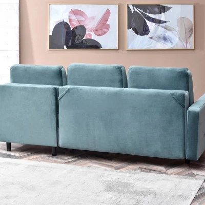 IRSA Ecksofa mit Stauraum – blau/schwarz