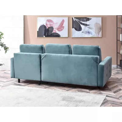 IRSA Ecksofa mit Stauraum – blau/schwarz