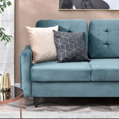IRSA Ecksofa mit Stauraum – blau/schwarz