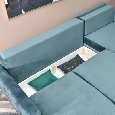 IRSA Ecksofa mit Stauraum – blau/schwarz