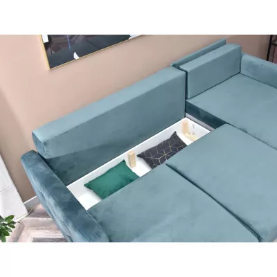 IRSA Ecksofa mit Stauraum – blau/schwarz