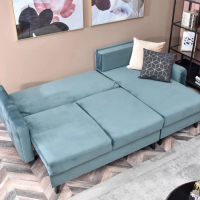 IRSA Ecksofa mit Stauraum – blau/schwarz